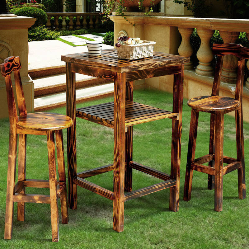 防腐木凳子碳化木制椅子景区园林桌凳 户外实木休闲座椅示例图5