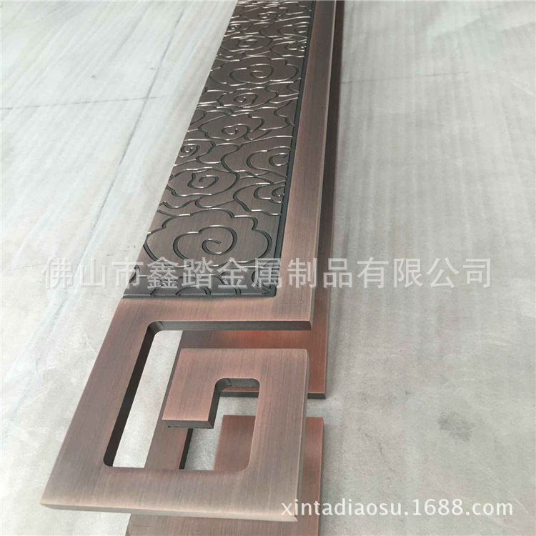 佛山高档酒店红古铜铝板雕刻拉手生产厂家示例图2