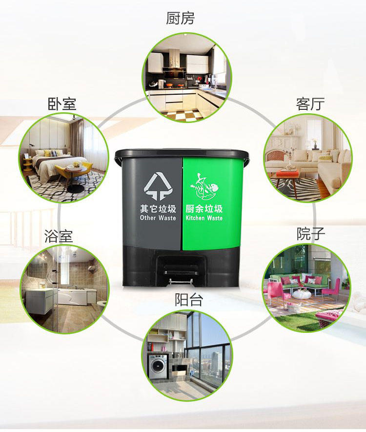 40升分类垃圾桶 脚踏式分类垃圾桶  环保分类垃圾桶生产厂家示例图12
