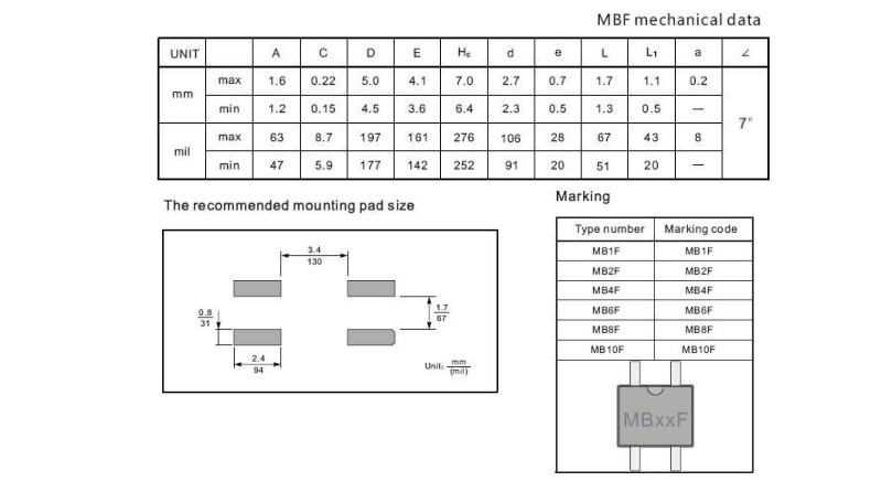 MB6S MB8S MB10S MB6F MB10F HD06 0.5安 0.8A贴片SOP-4整流桥堆示例图14