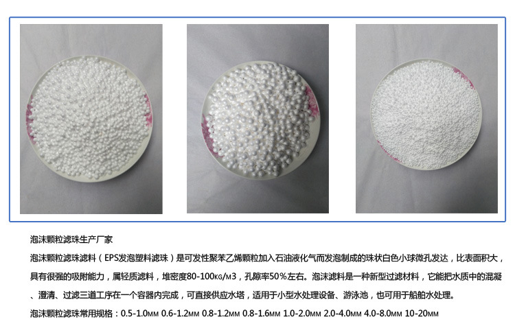 厂家直销 高密度eps泡沫滤珠 聚苯乙烯泡沫滤珠 白色圆型泡沫球示例图3