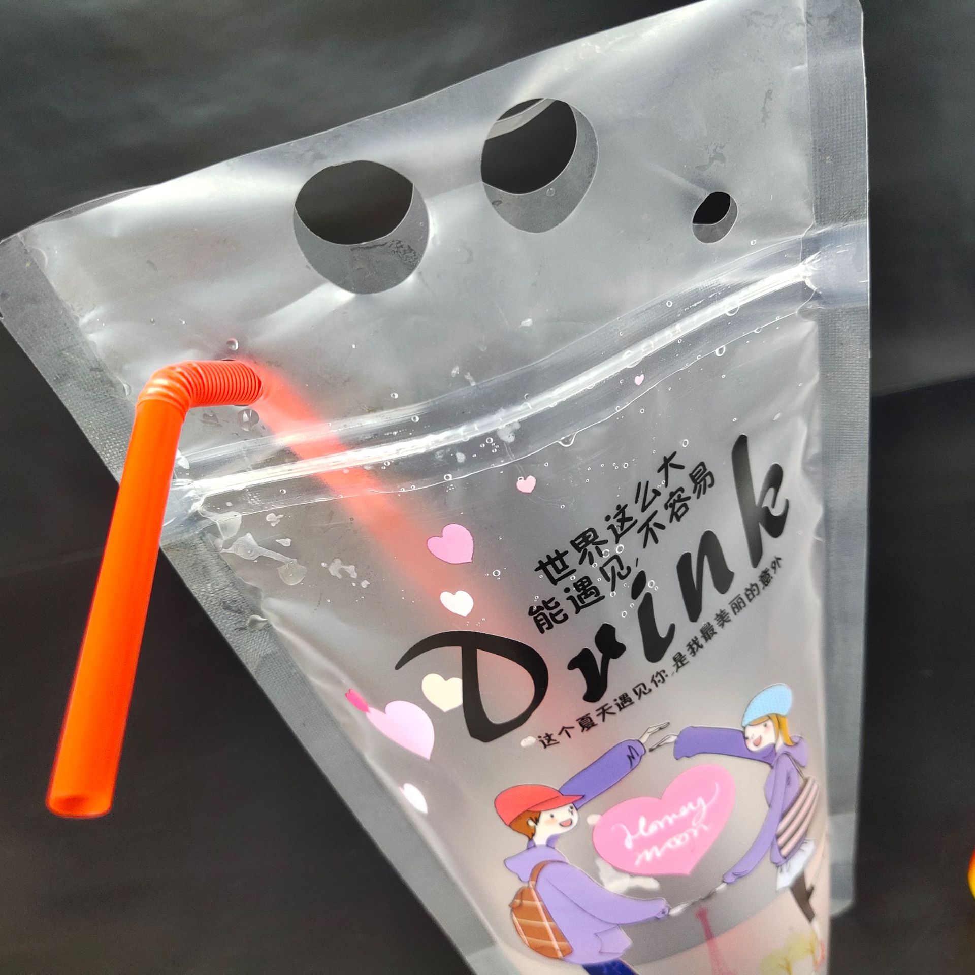 饮料袋一次性果汁袋奶茶袋 果汁饮料袋手提 塑料包装袋示例图8
