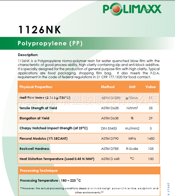食品薄膜PP原料1126NK泰国石化IRPC示例图1