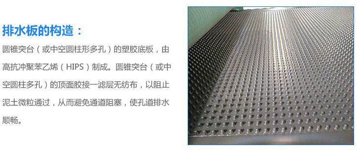 车库顶板塑料排水板 凸点塑料排水板 小区绿化排水板 楼顶专用塑料排水板示例图6