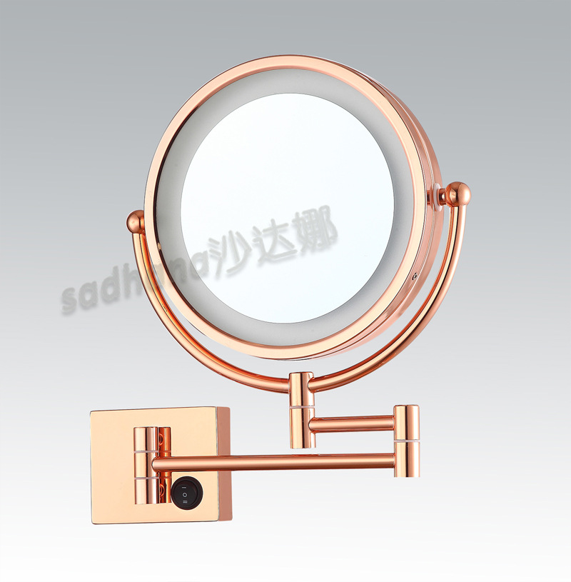 led化妆镜子 带灯卫生间浴室镜子折叠美容放大金属镜 酒店工程镜示例图7
