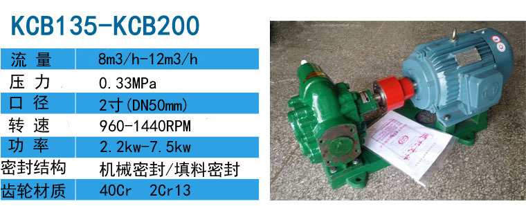 泊头齿轮泵KCB-135齿轮泵流量:8m3/h压力:0.33Mpa口径:ф50示例图2