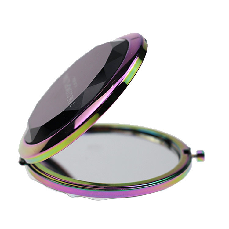 炫彩金属水晶玻璃化妆镜便携双面折叠随身镜广告水晶面小镜子示例图5