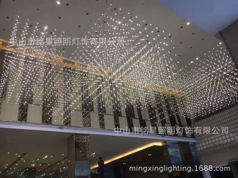 专业酒店大堂大型光立方吊灯厂家定制售楼部展厅LED光立方体灯具示例图35