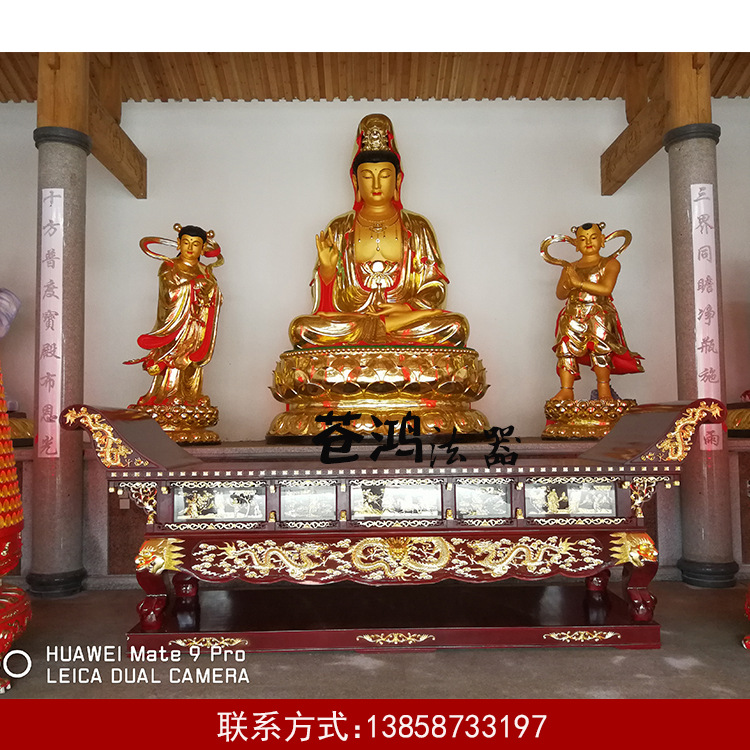 浙江温州铸造厂家定做大型铜佛像 观音菩萨铜像 送子观音铜像示例图6