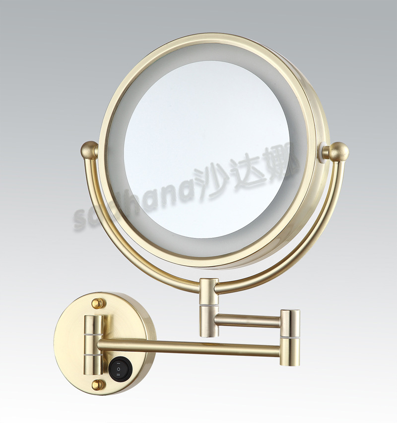 led化妆镜子 带灯卫生间浴室镜子折叠美容放大金属镜 酒店工程镜示例图8