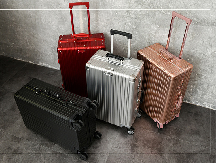 复古全铝镁合金定制logo拉杆箱韩版万向轮金属皮把手行李箱旅行箱示例图8