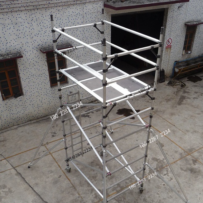 可搭建20米的铝合金脚手架 单双宽直爬梯铝合金架子灵活组装示例图9