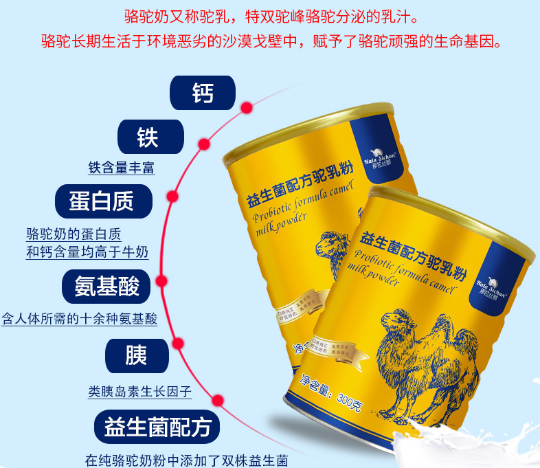骆驼奶粉代加工  驼奶片OEM 健康食品生产厂家 罐装驼乳粉代加工示例图1