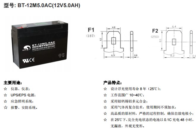 赛特BT-12M5.0AC铅酸电池12V5Ah/20HR实例图2