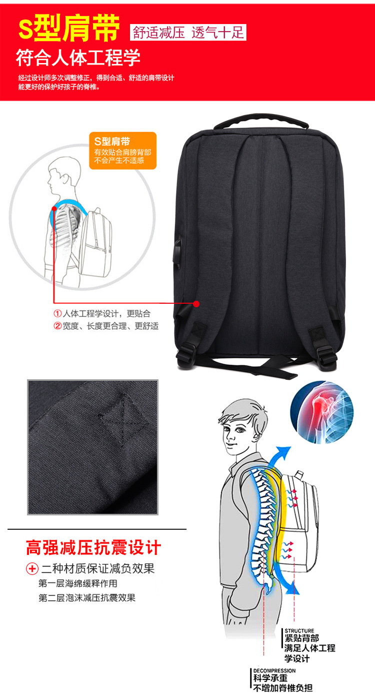 易贝背包定制新款商务礼品包韩版双肩包加印logo书包工厂直销示例图9