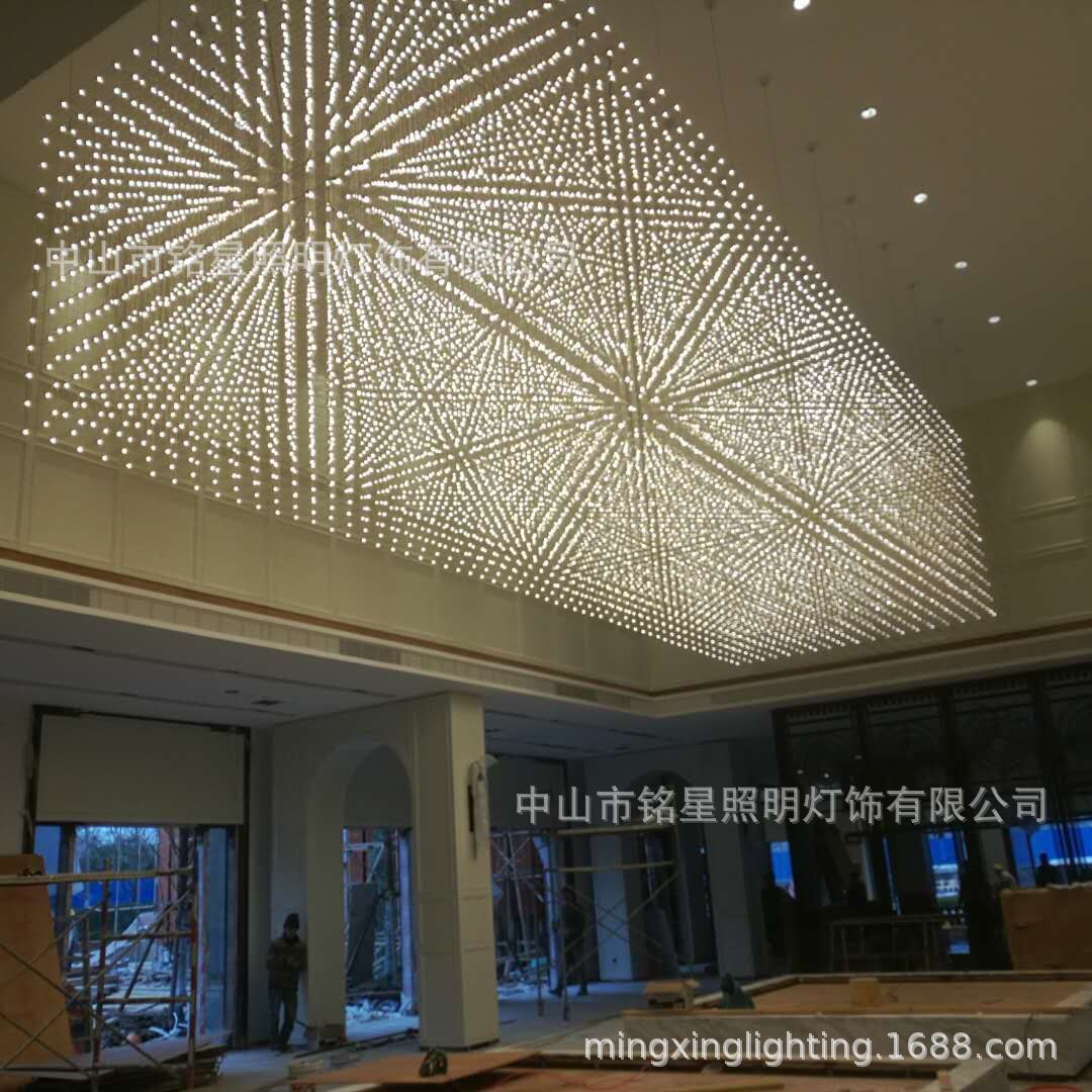 专业酒店大堂大型光立方吊灯厂家定制售楼部展厅LED光立方体灯具示例图2