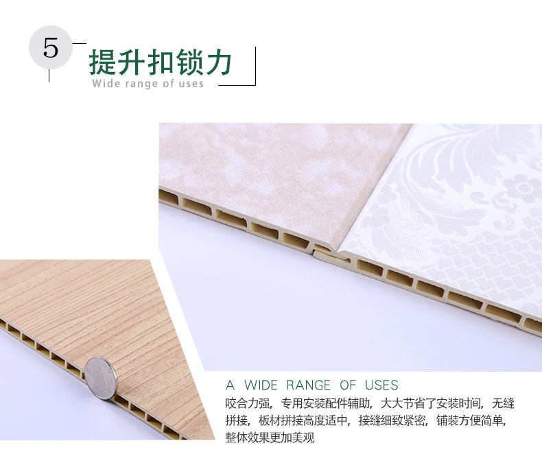 厂家直销竹木纤维板集成墙板pvc整装快装墙板生态木扣板400护墙板示例图9