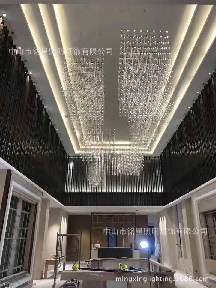 专业酒店大堂大型光立方吊灯厂家定制售楼部展厅LED光立方体灯具示例图16