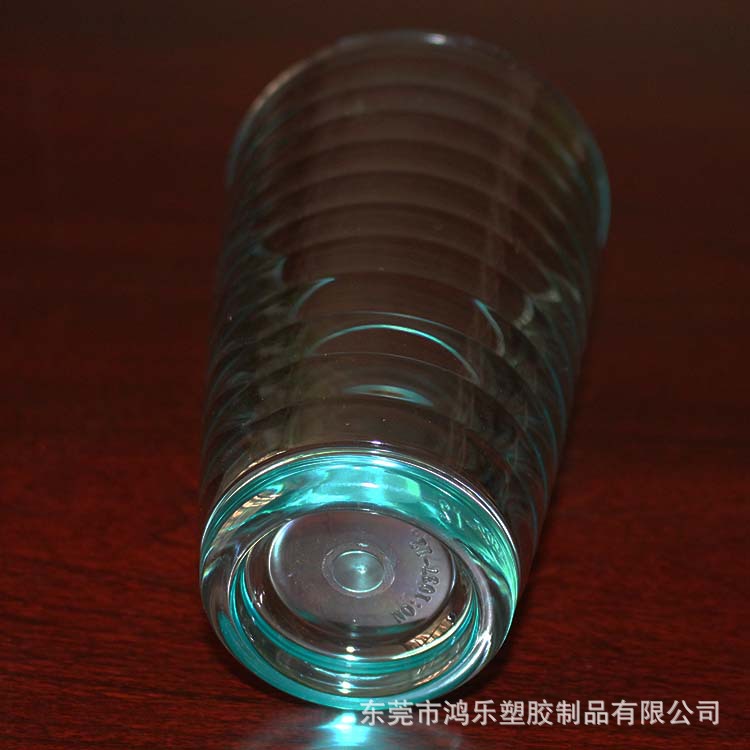 东莞厂家直销12oz塑料透明螺纹冷饮杯果汁饮料杯PS食品级塑胶杯示例图4