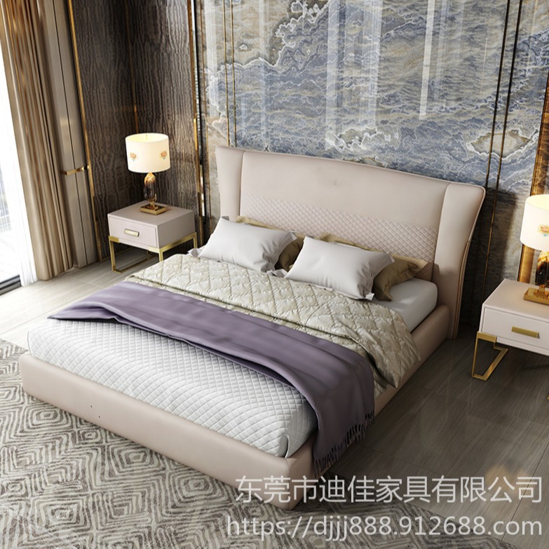 北京欧式床 双人床 主卧现代简约公主床 奢华1.8米雕花婚床家具套装组合