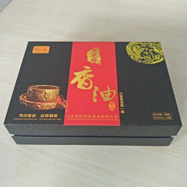 阳谷香油木盒彩色瓦楞纸箱厂家银卡金卡纸盒包装阿胶枣手提箱供应图片