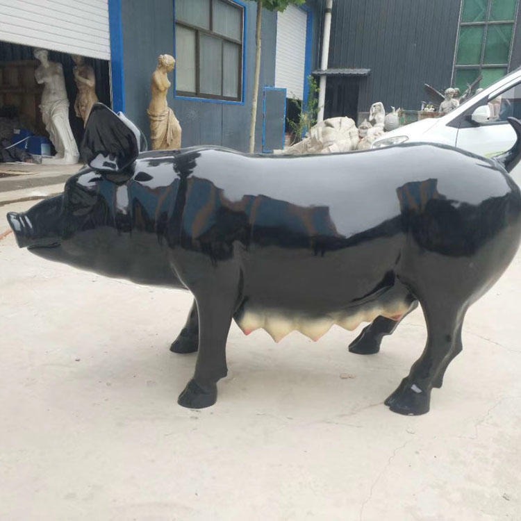 玻璃钢黑猪雕塑 十二生肖猪雕塑模型 各种仿真动物雕塑 佰盛定做