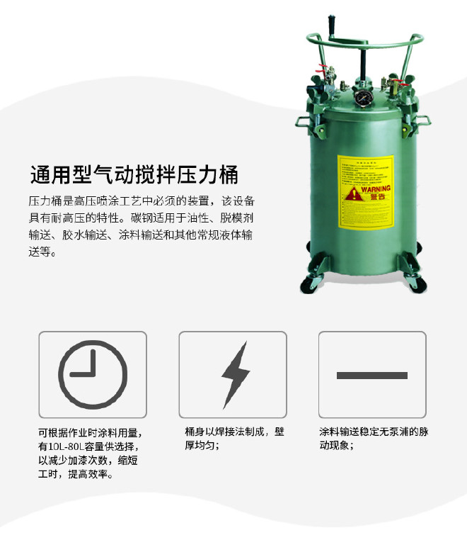 台湾龙呈手动搅拌压力桶油漆涂料桶厂家手摇搅拌喷涂碳钢压力桶示例图2