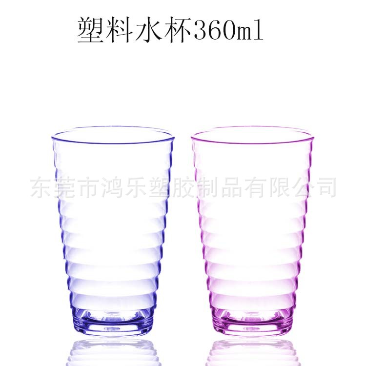 东莞厂家直销12oz塑料透明螺纹冷饮杯果汁饮料杯PS食品级塑胶杯示例图7