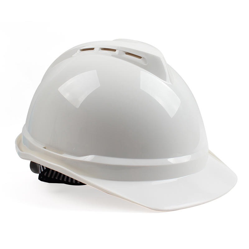 梅思安10146582白色PE豪华型有孔安全帽 PE带透气孔帽壳一指键帽衬PVC吸汗带D型下颏带-白