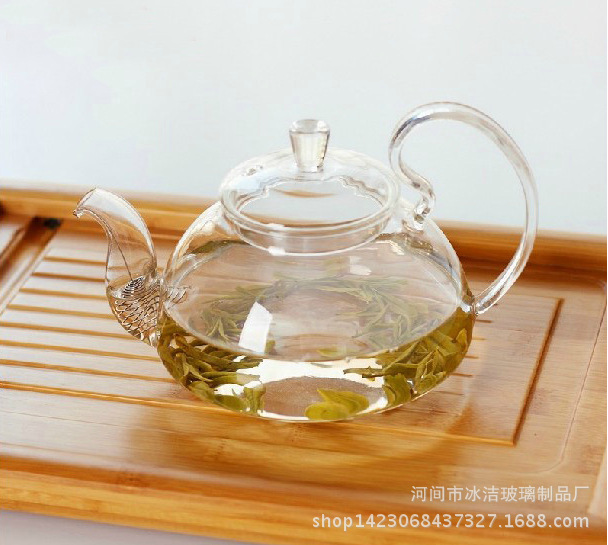 供应创意手工玻璃壶 耐高温玻璃壶厂家批发环保玻璃高把茶壶图片