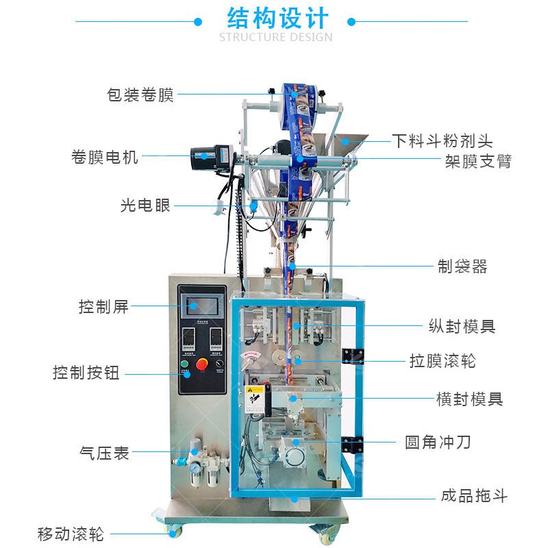 广州中凯直供背封圆角粉剂包装机 全自动圆角袋粉剂定量包装机