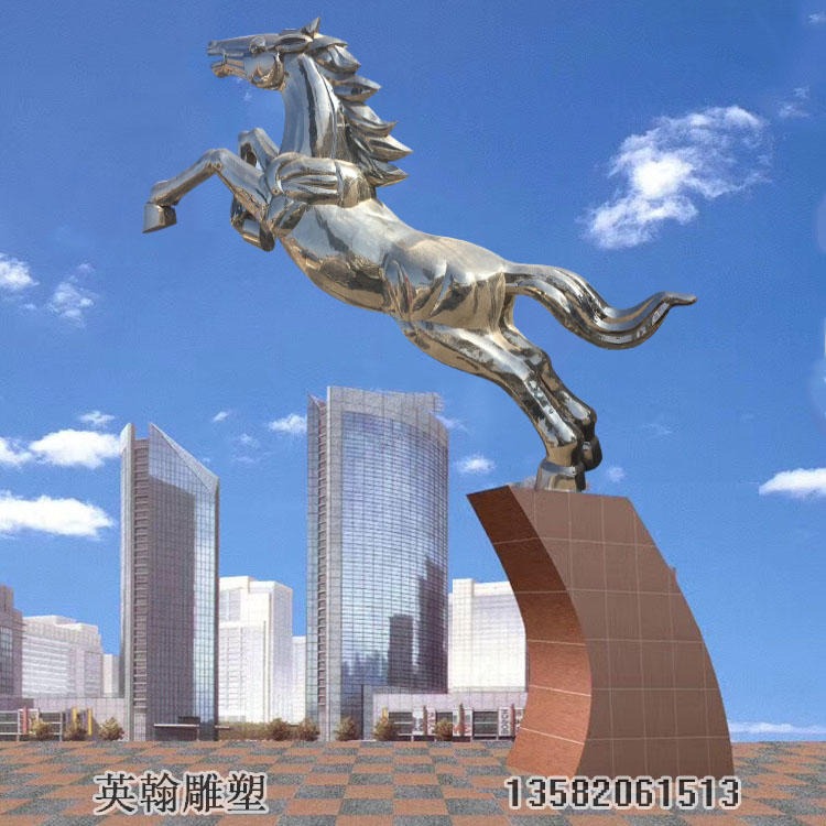 供应不锈钢马雕塑 奔腾马雕塑 大型景观城市广场不锈钢生肖马雕塑