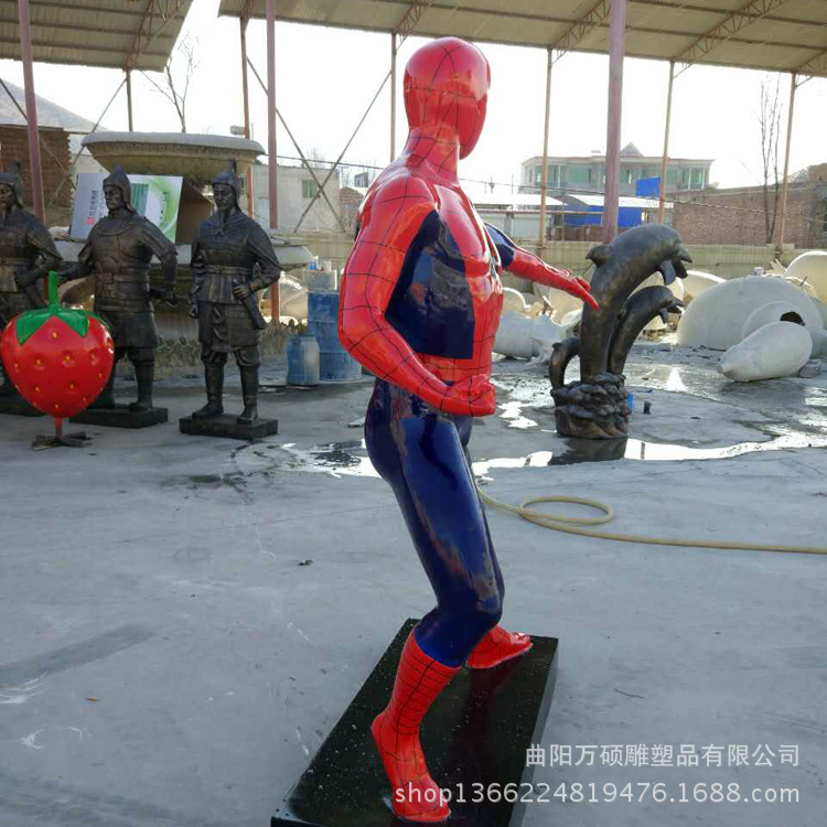 厂家生产加工定制玻璃钢游戏人物雕塑 复仇者联盟蜘蛛侠雕塑示例图6