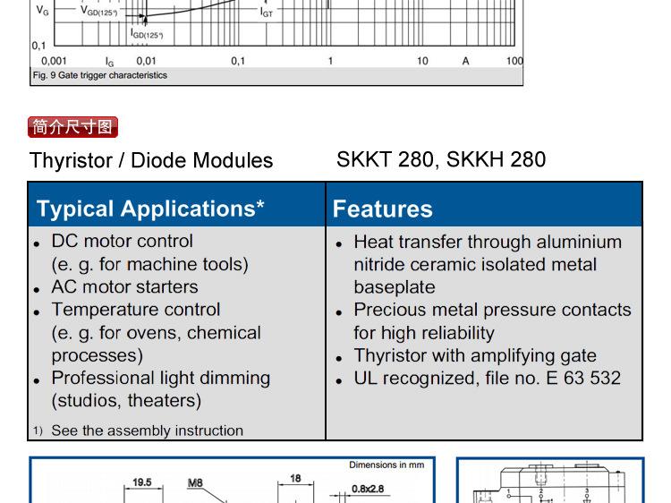 无功补偿专用半控模块  SKKH220/16E 现货 SKKH220-16 厂家直销示例图10