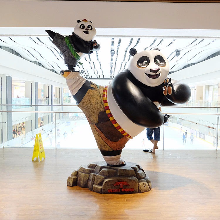 玻璃钢卡通功夫熊猫雕塑 幼儿园游乐场卡通动漫雕塑摆件 唐韵园林