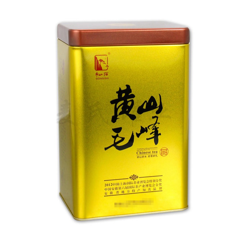 安徽茶叶包装铁盒生产厂家 黄山毛峰茶叶罐铁罐定制 麦氏罐业 长方形茶叶铁盒包装