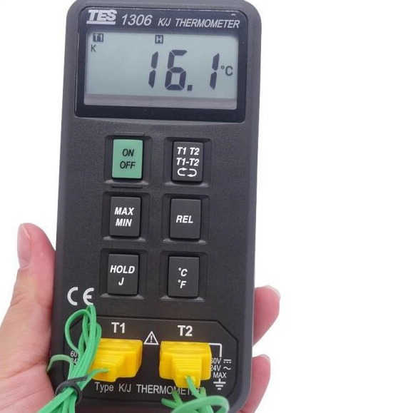 台湾泰仕TES1306 数字式温度表 K型双通道数字温度计 热电偶测温仪