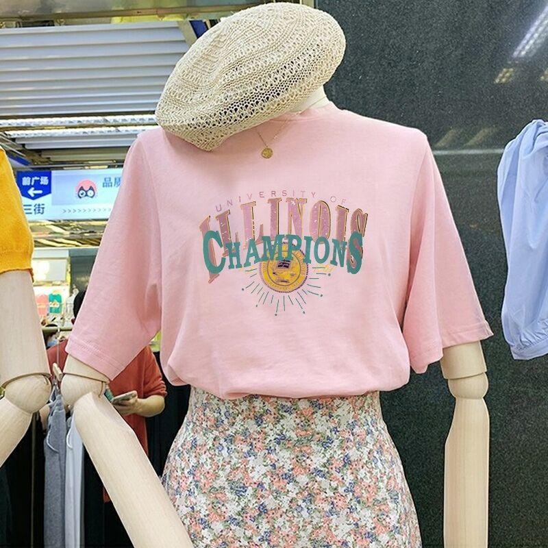 便宜夏季短袖T恤韩版女装上衣宽松T恤批发女式短袖