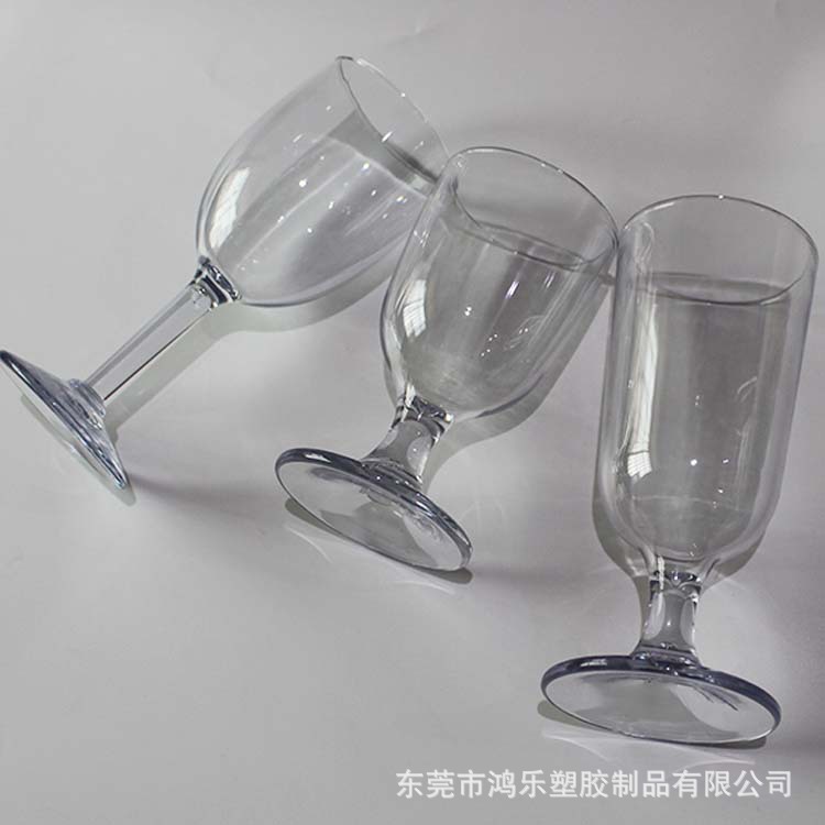 东莞高脚塑料酒杯厂家定制8oz塑料红酒杯AS透明环保高脚葡萄酒杯示例图8