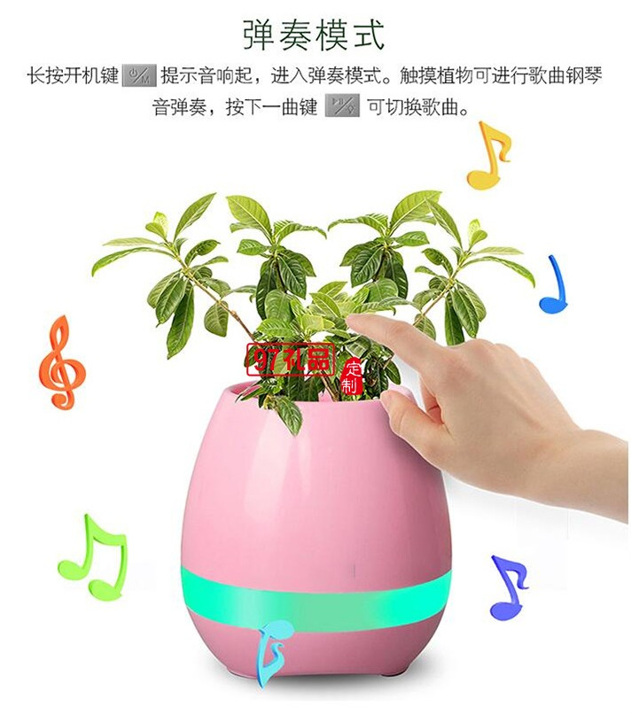 创意绿色植物音乐盆栽 蓝牙音箱智能音乐花盆示例图3