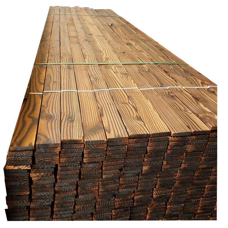 上海邦皓木业炭化木厂家销售户外花旗松碳化木地板防腐木柱子龙骨火烧木条