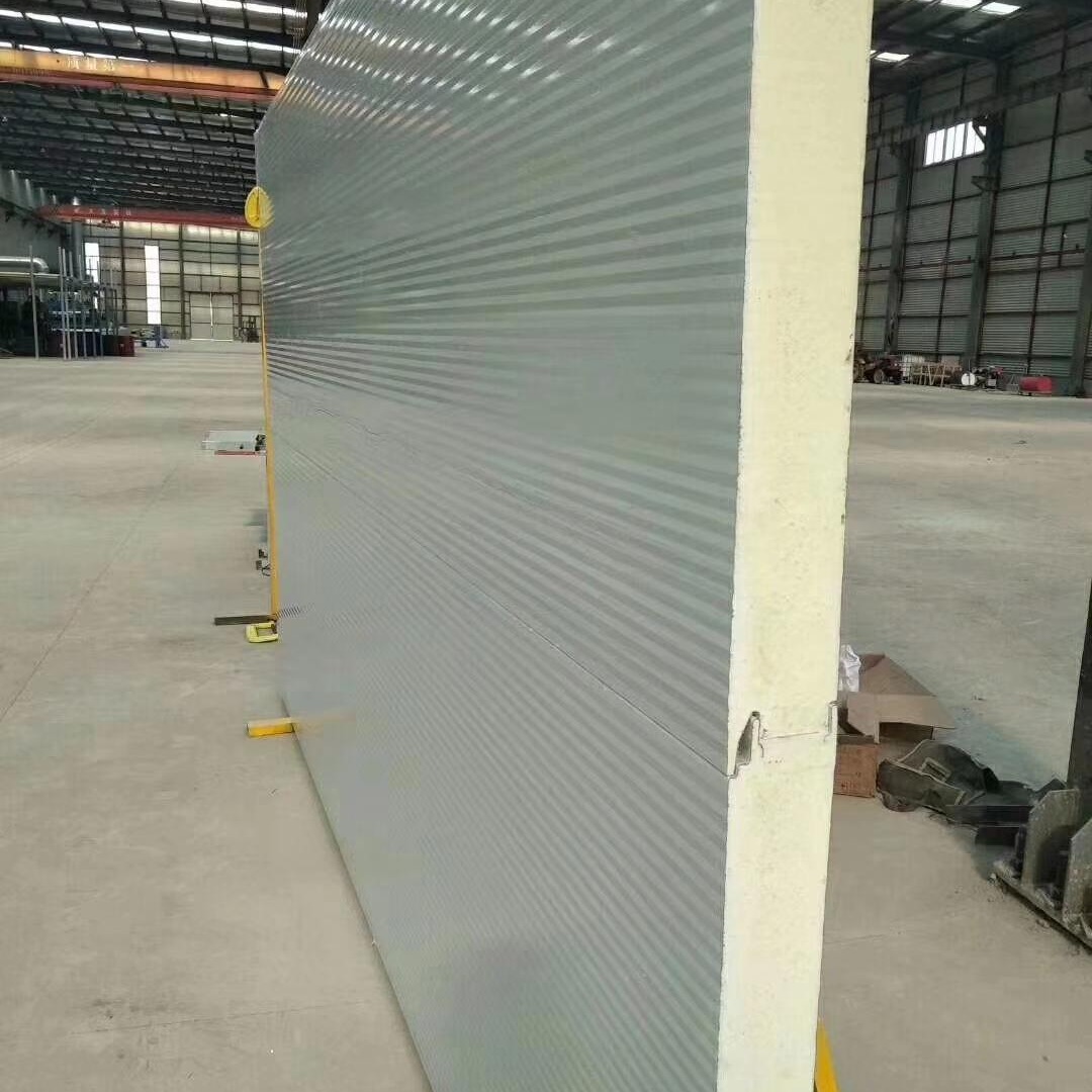 天津双达新型岩棉夹芯聚氨酯封边墙板 V1000型纯平横装板 A级防火新型岩棉板