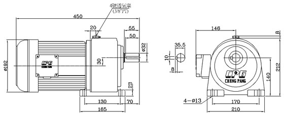 晟邦城邦CPG电动机 齿轮减速马达CH750-80S/CH2200-45S示例图12