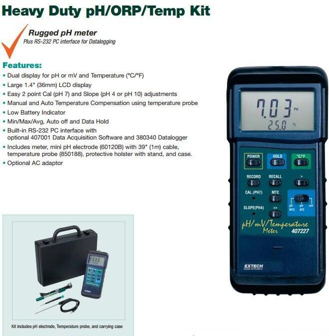 Extech艾示科 407228 重型pH/mV/温度测量仪表套装示例图2