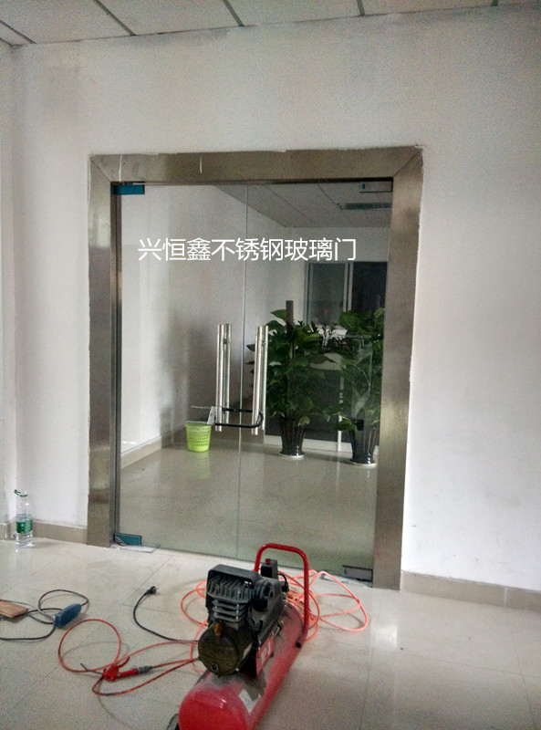深圳不锈钢玻璃门黑钛金玻璃门地弹簧玻璃门玫瑰金玻璃门示例图3