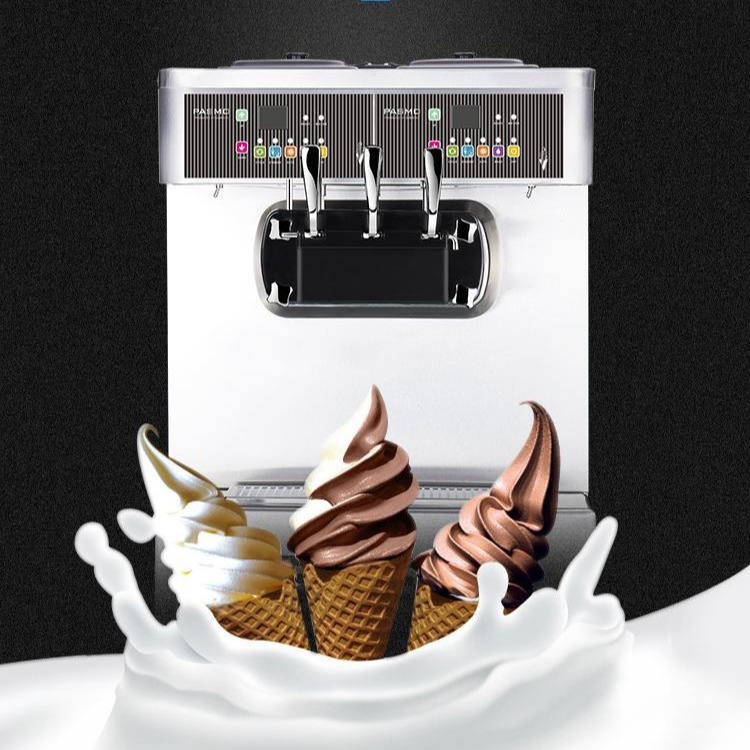 百世贸冰淇淋机S520 双缸双系统冰淇淋圣代机风冷水冷立式三种口味软质冰淇淋机西安销售