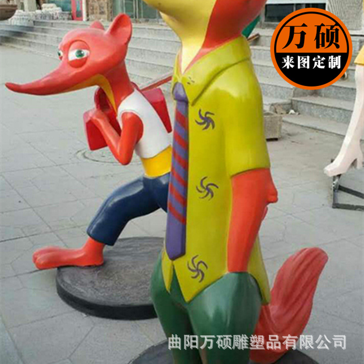 现货狐狸玻璃钢雕塑户外卡通摆件雕塑 动物城雕塑加工定制示例图6
