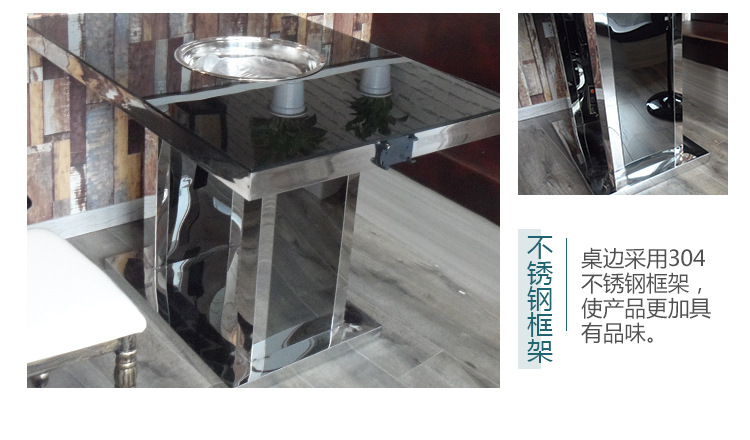 钢化玻璃火锅桌椅组合燃气灶隐藏式电磁炉火锅桌子烤涮一体桌商用示例图14