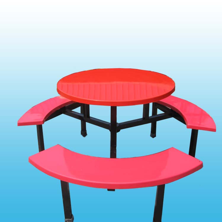 深圳玻璃钢八人位食堂餐桌椅组合工厂公司学校学生圆形凳面机压示例图44