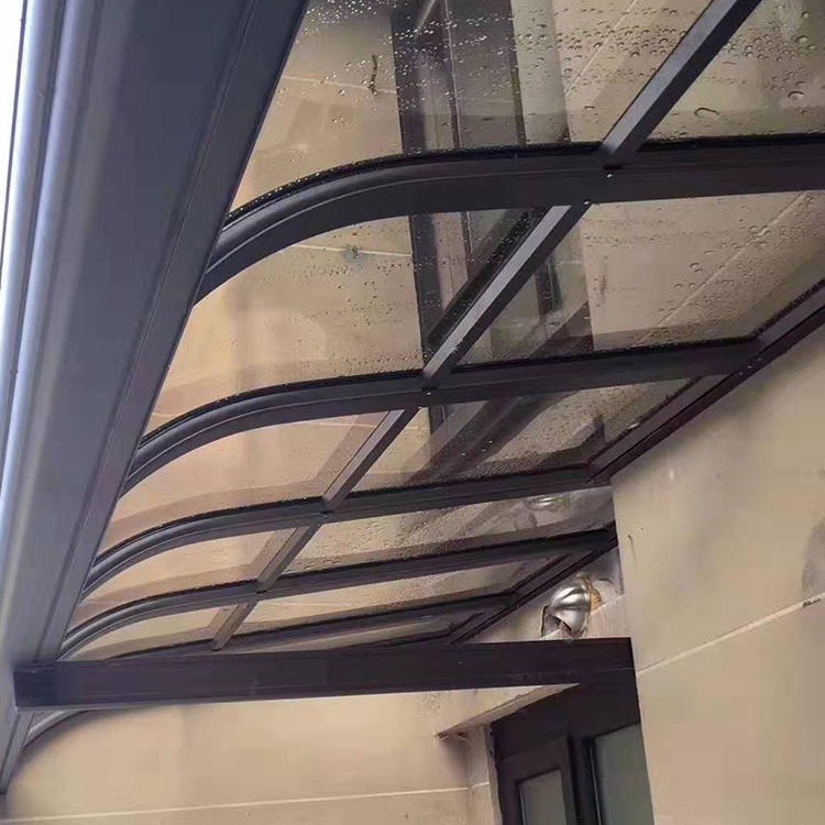 莜歌直销 铝合金露台雨棚 铝合金梯形雨棚 无声铝合金雨棚 质量保证
